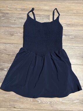 aerie Navy Smocked Bodice Active Dress EUC